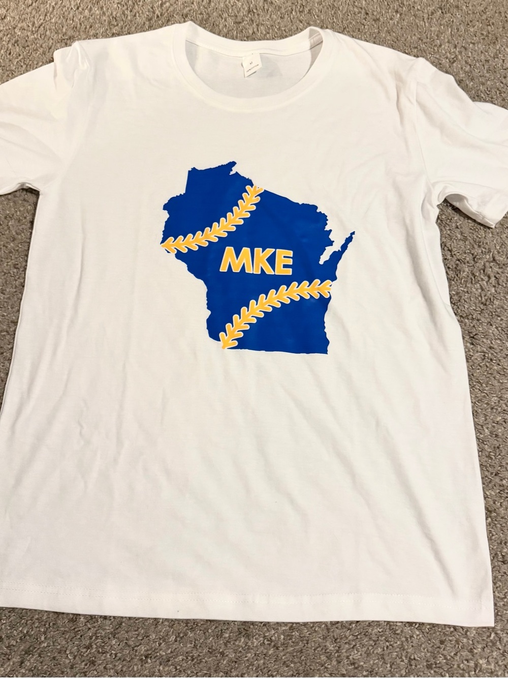 MKE Milwaukee Brewers Wisconsin Baseball Graphic T-Shirt - White